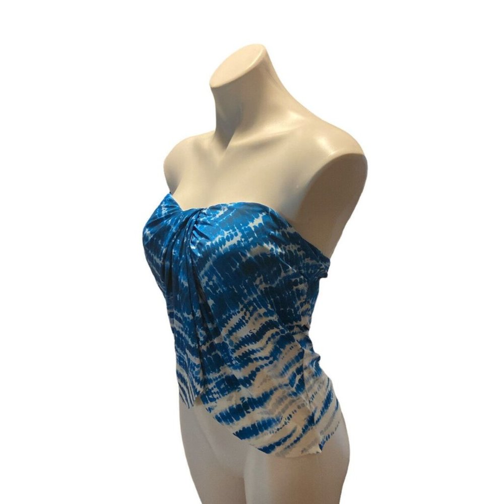 New Vince Camuto Azure Draped Bandini Top Blues Size Medium with Tags